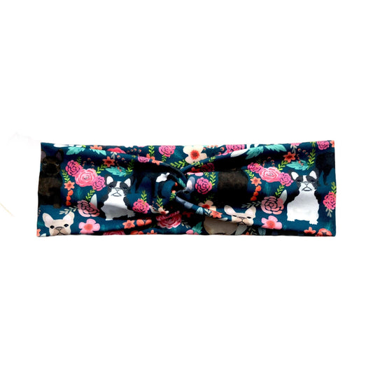 Floral Frenchie Bulldog Print Headband for Women