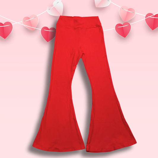 Kids Red Flare Cotton Leggings