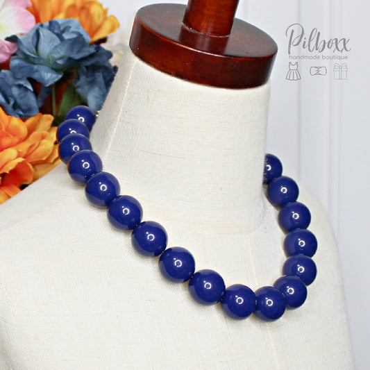 Navy Blue Beaded Necklace