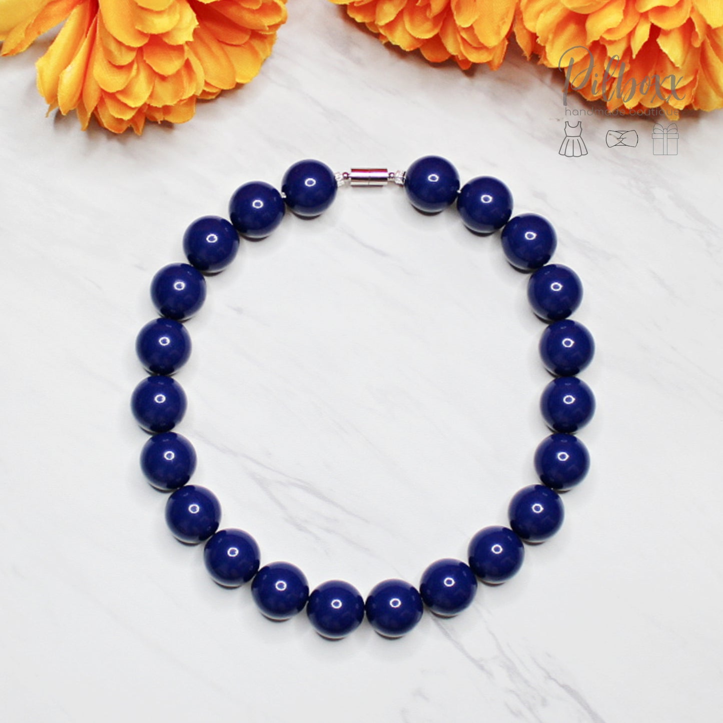 Navy Blue Beaded Necklace