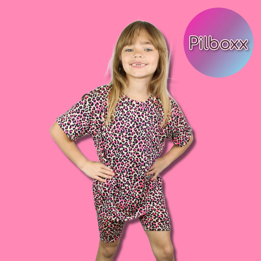 Neon Animal Print Oversize Shirt and Short Set, Girls, TAT 3-5 Business Days