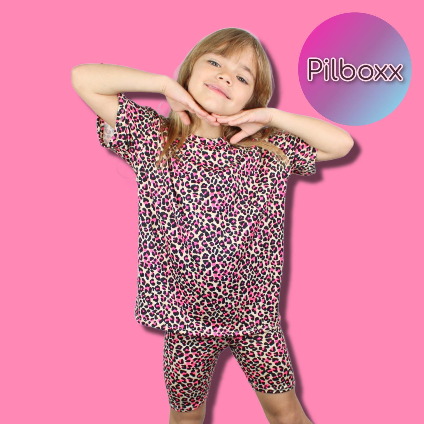 Neon Animal Print Oversize Shirt and Short Set, Girls, TAT 3-5 Business Days