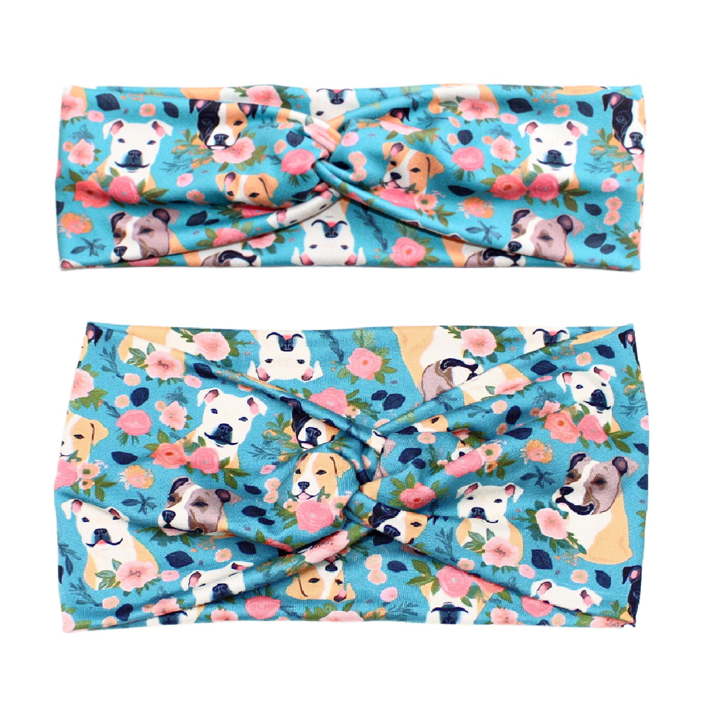Teal Pitbull Floral Headband