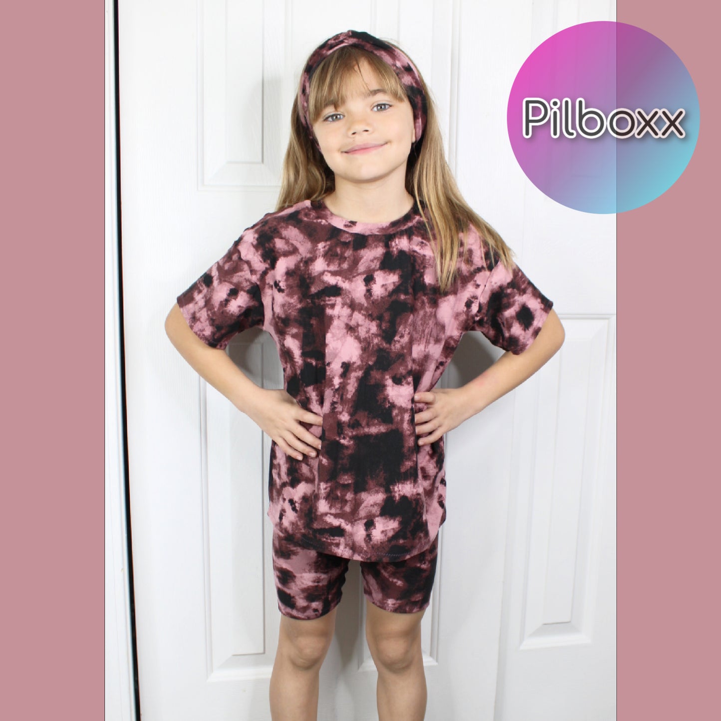 Purple Tie Dye Oversize Shirt and Short Set, Girls, TAT 3-5 Business Days