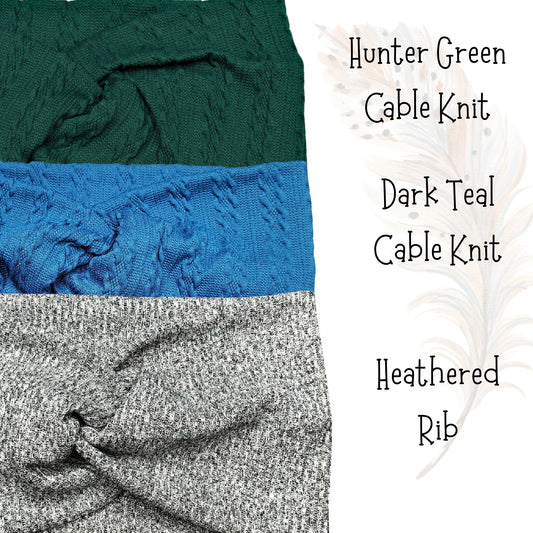 Solid Rib & Cable Knit Cozy Headbands