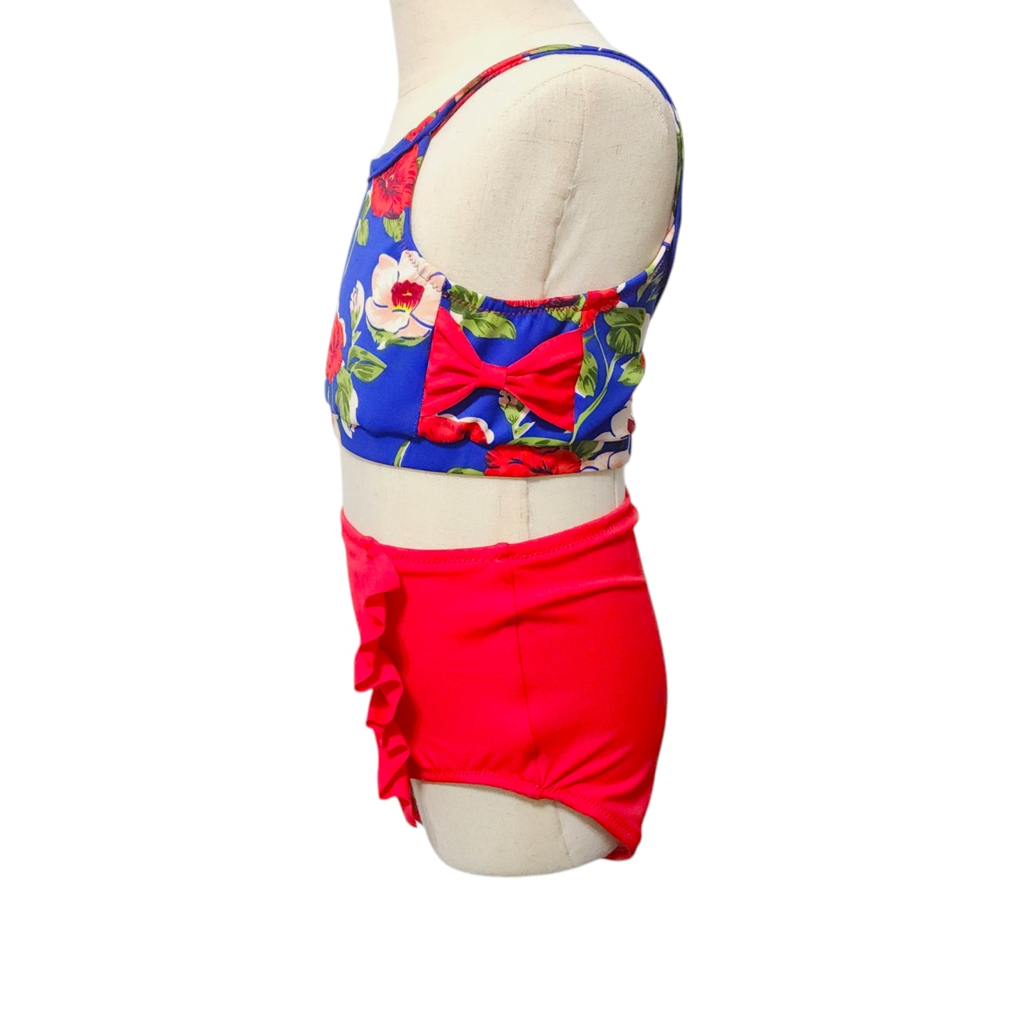 Handmade Girls Two Piece Swim Suit, Big Floral, TAT 3-5 business days