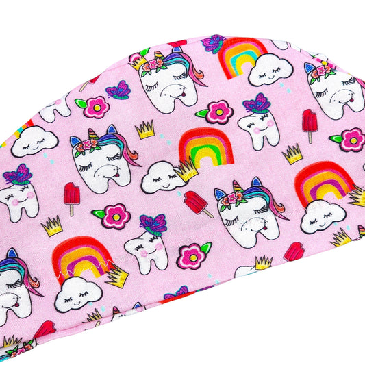 Rainbow Unicorn Teeth Dental Scrub Cap