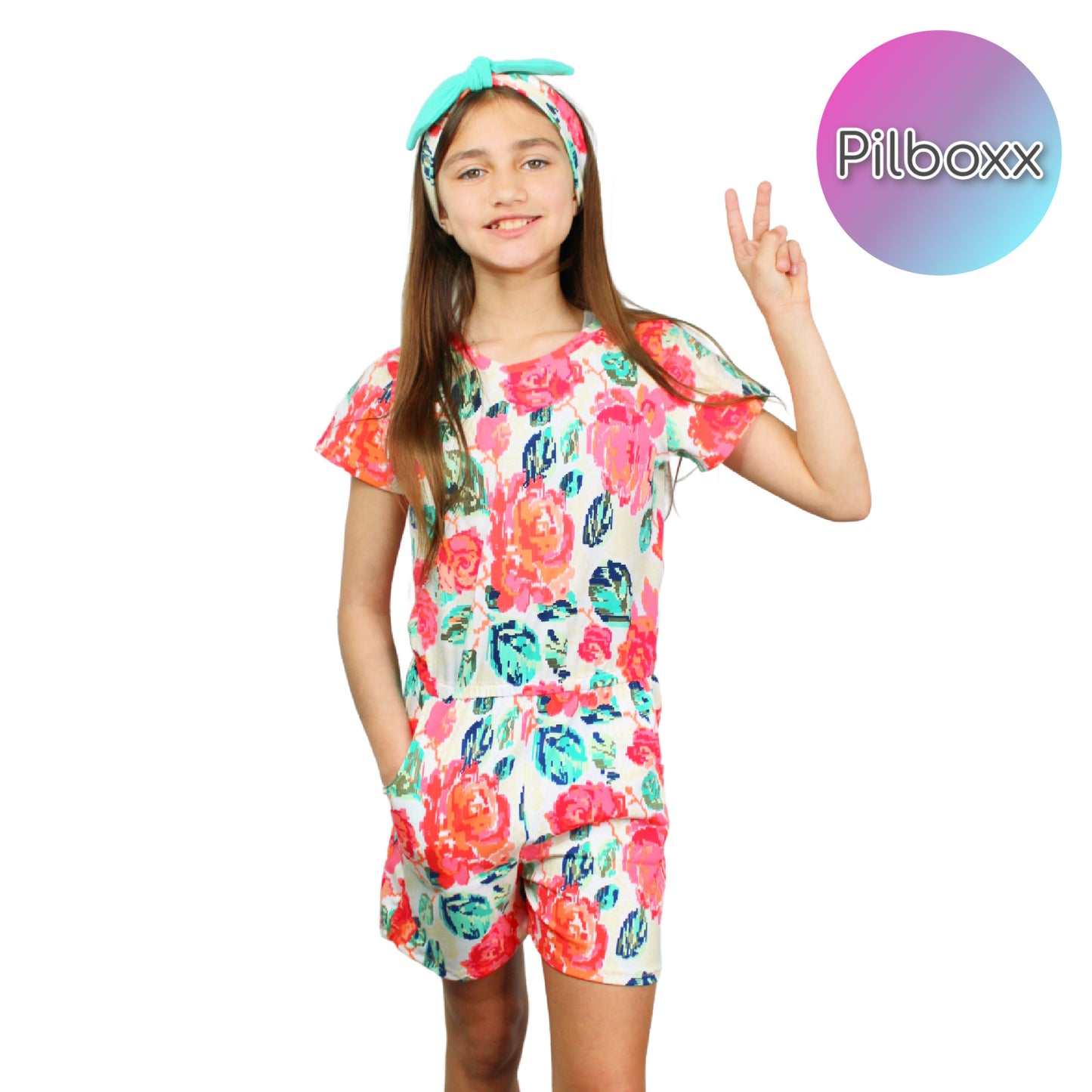 Girls Size 10 Boho Floral Summer Jumpsuit, Ready to Ship