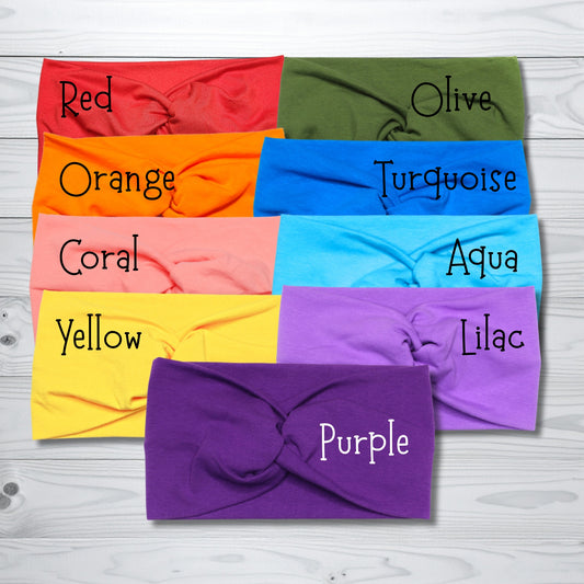 Solid Cotton Headbands, 5" Wide