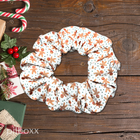 Gingerbread Cookie Scrunchie: White or Blue