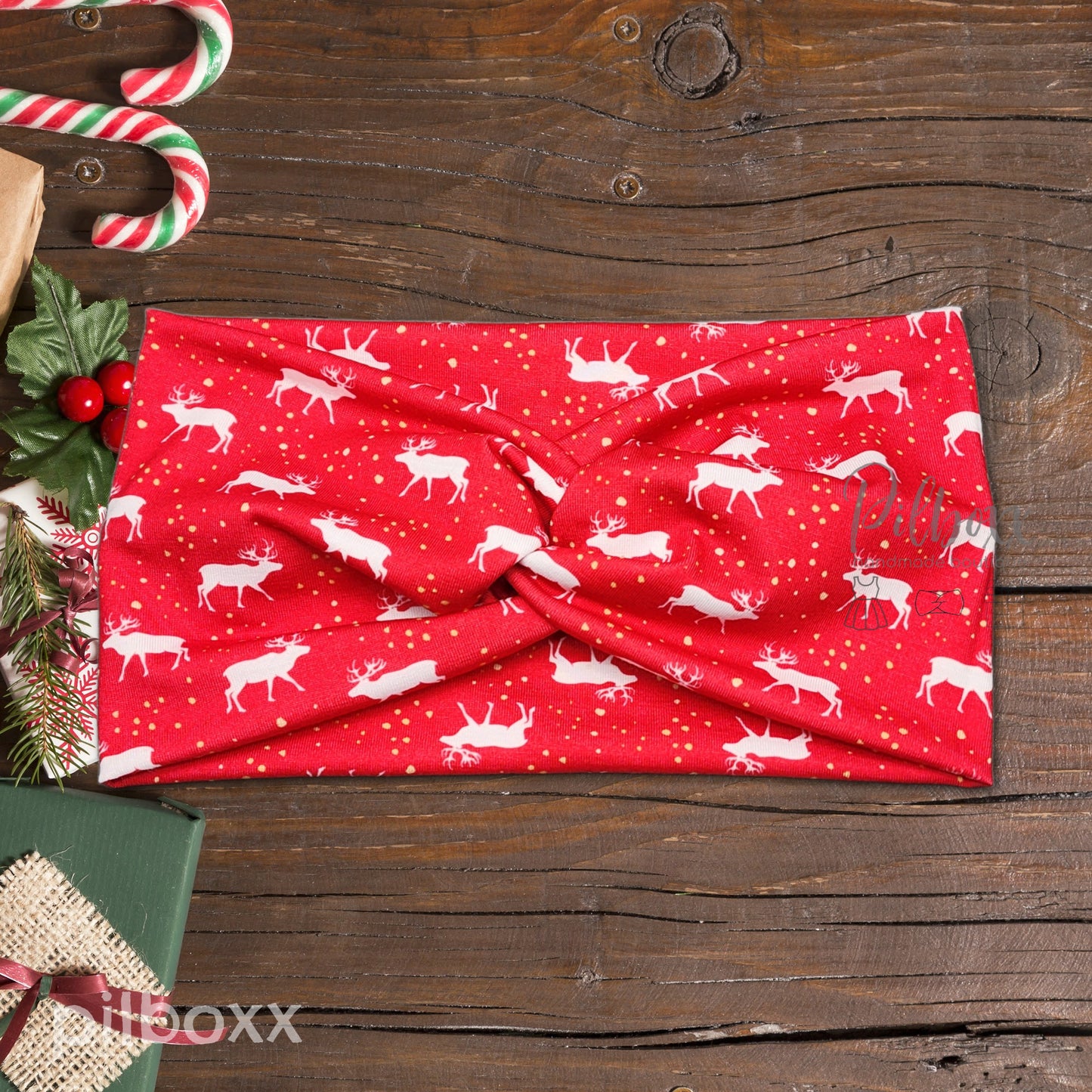 Wide Red Reindeer Christmas Headband