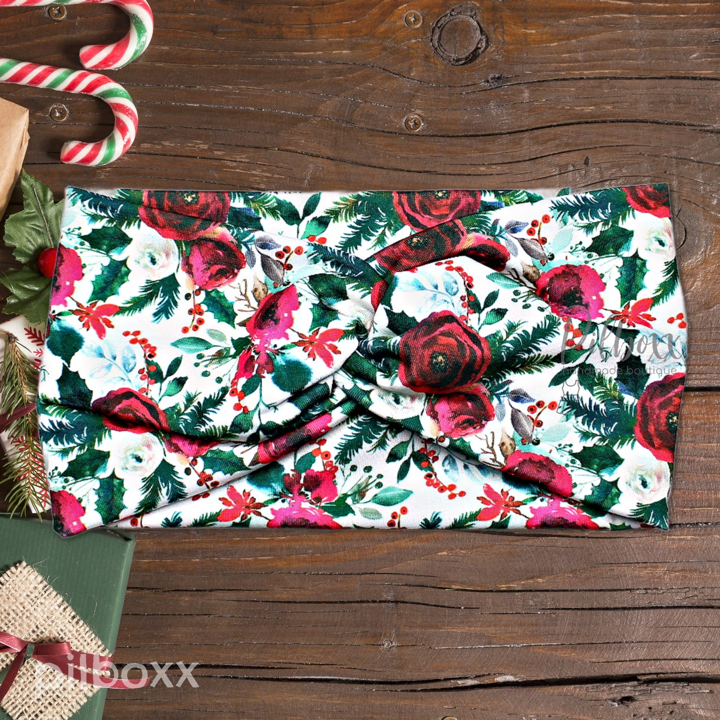 Wide Christmas Roses Headband