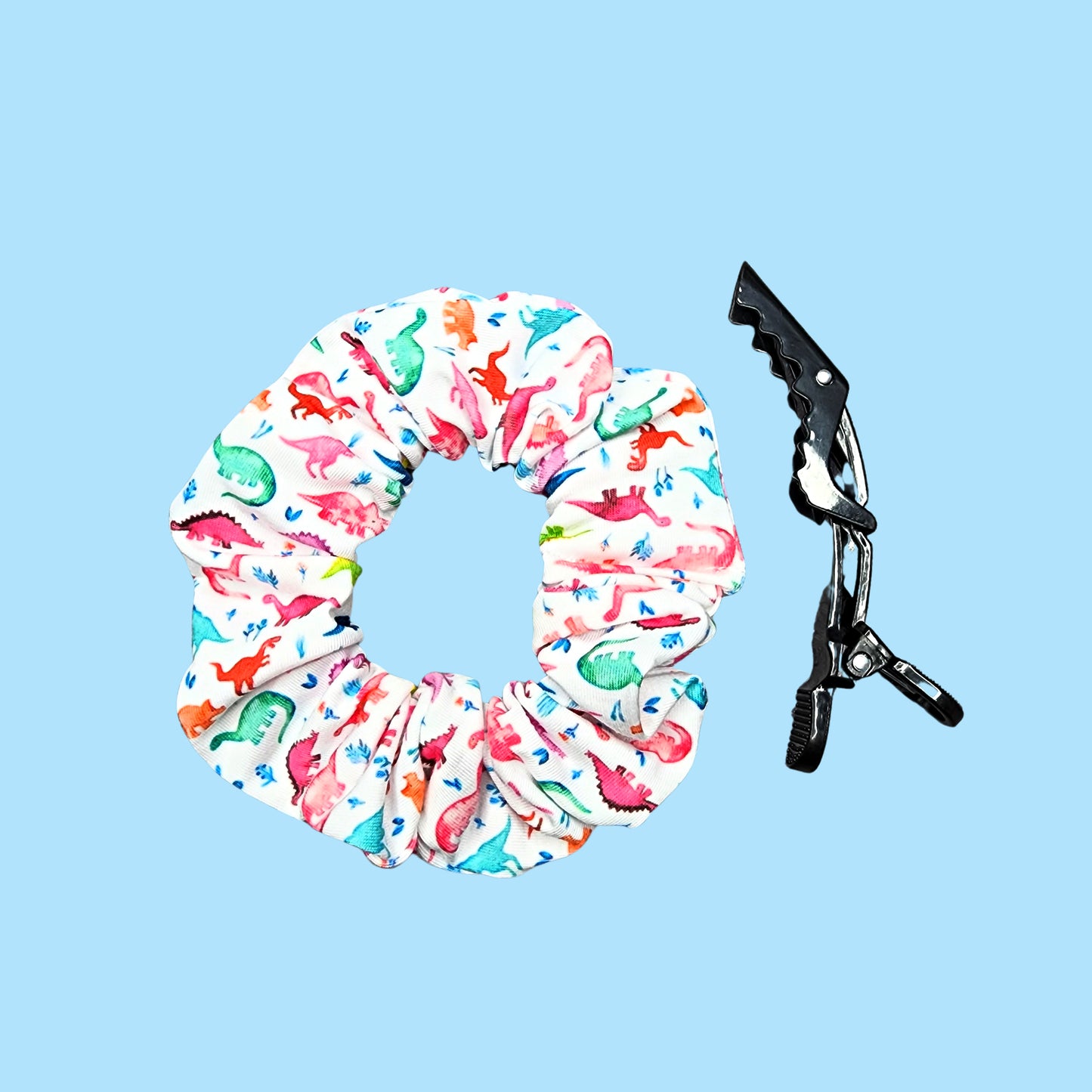 Rainbow Watercolor Dinosaur Print Hair Tie