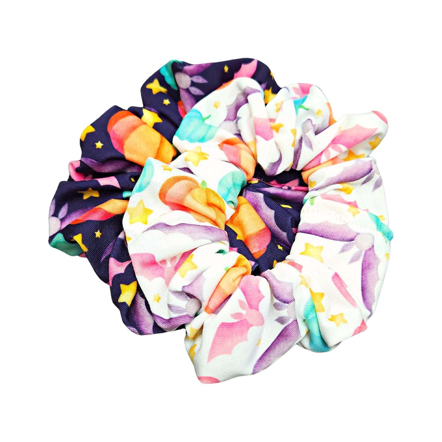 Pastel Halloween Pumpkin Bats Scrunchies