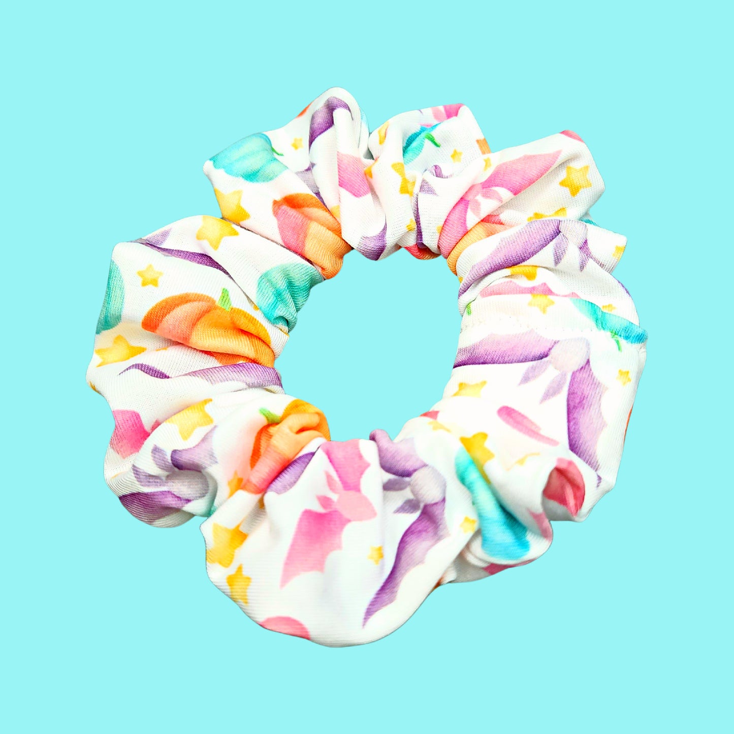 Pastel Halloween Pumpkin Bats Scrunchies