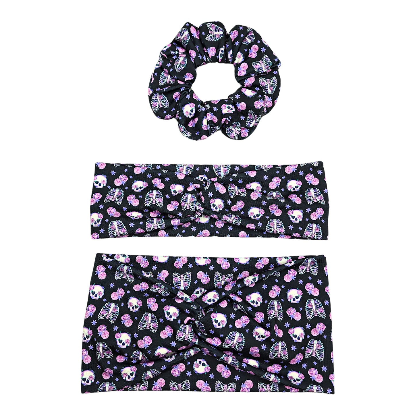 Wide Skulls and Roses Pastel Halloween Headband for Women