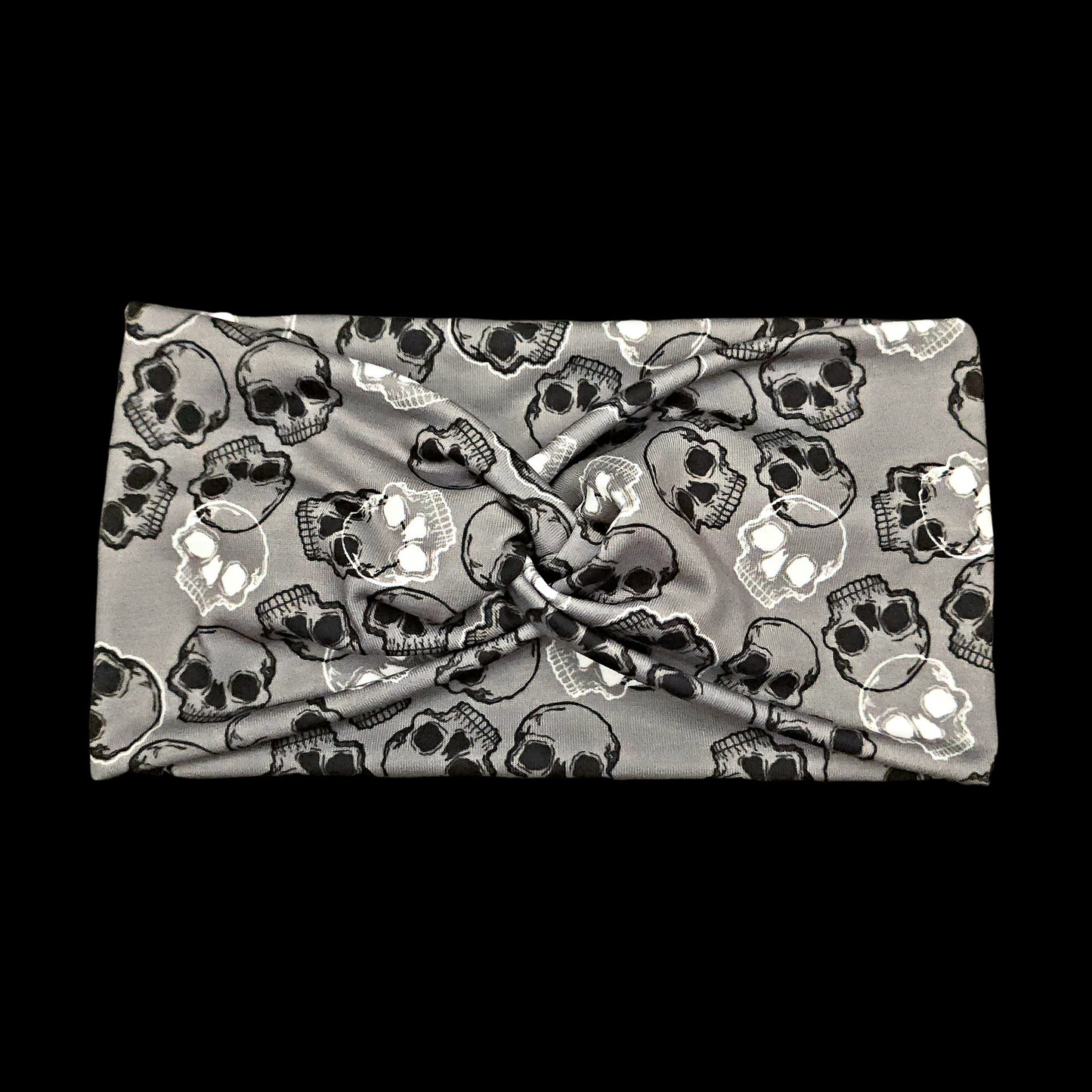 Gray Skull Fabric Headband