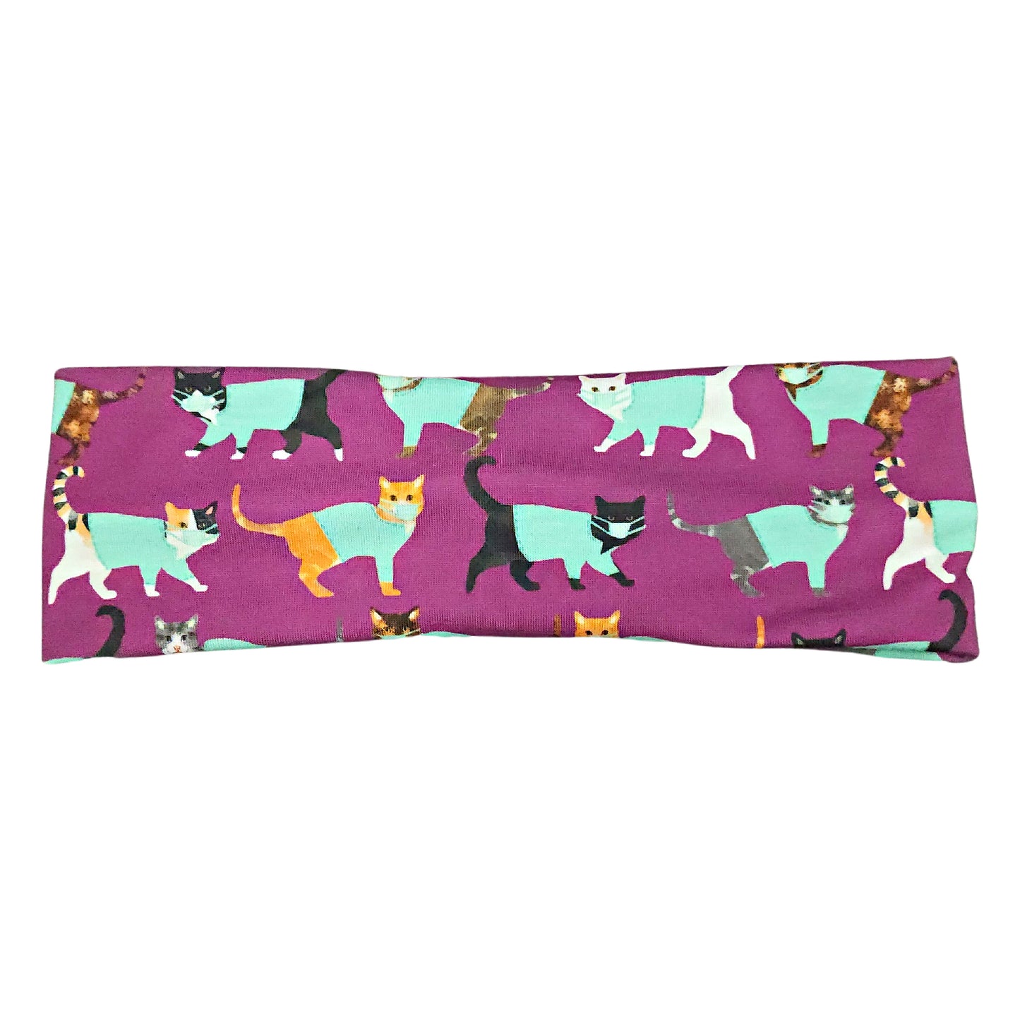 Cats in Scrubs Print Headband for Women, Navy, Pink, Purple, Mint