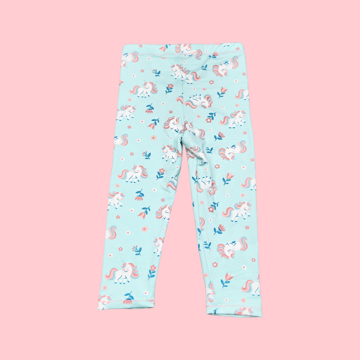 Pastel Unicorn Leggings for Girls, NB - 12, Mint Green, Super Soft