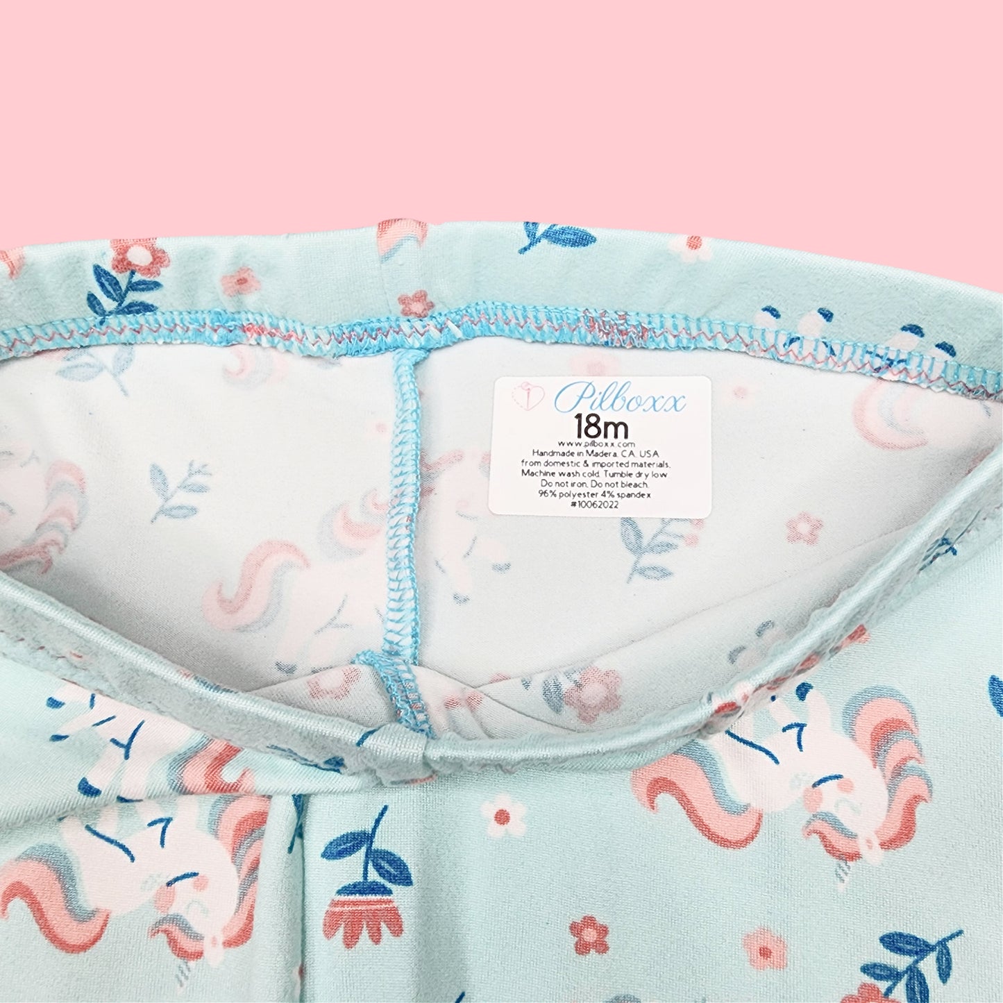 Pastel Unicorn Leggings for Girls, NB - 12, Mint Green, Super Soft