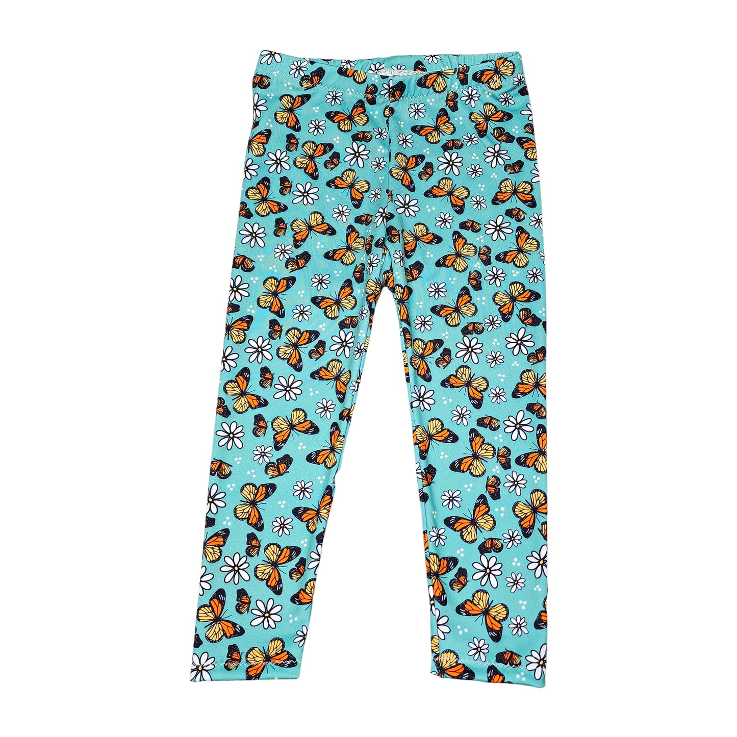 Teal Butterfly Leggings for Girls, TAT 3-5 business days