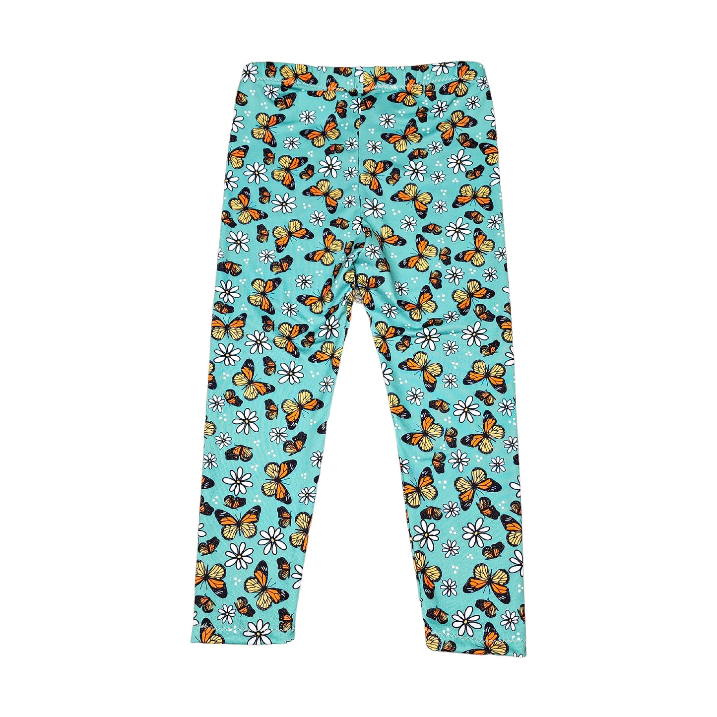 Teal Butterfly Leggings for Girls, TAT 3-5 business days