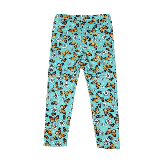 Teal Butterfly Leggings for Girls, TAT 3-5 business days