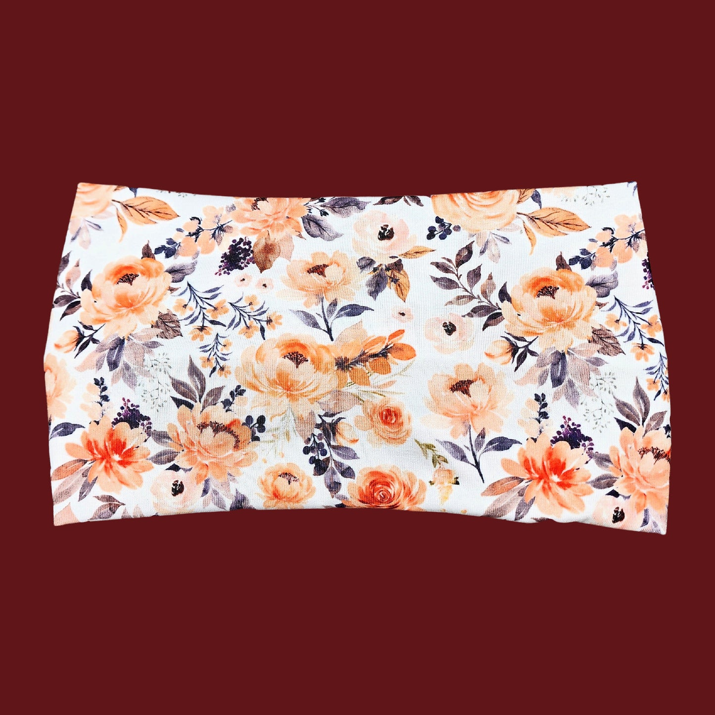 Wide Peach Flower Print Headband