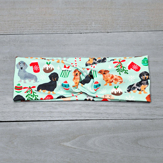Christmas Dachshund Dog Print Headband