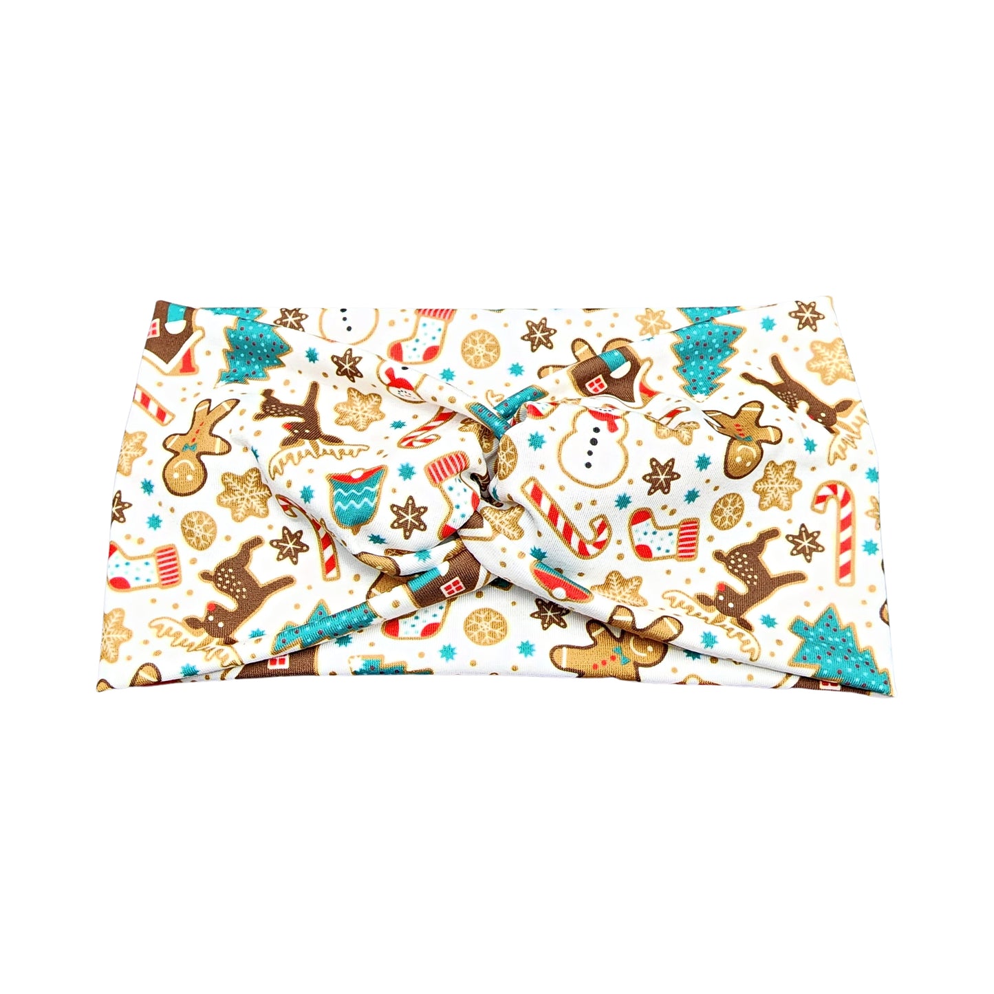 Wide Christmas Gingerbread Cookie Print Headband