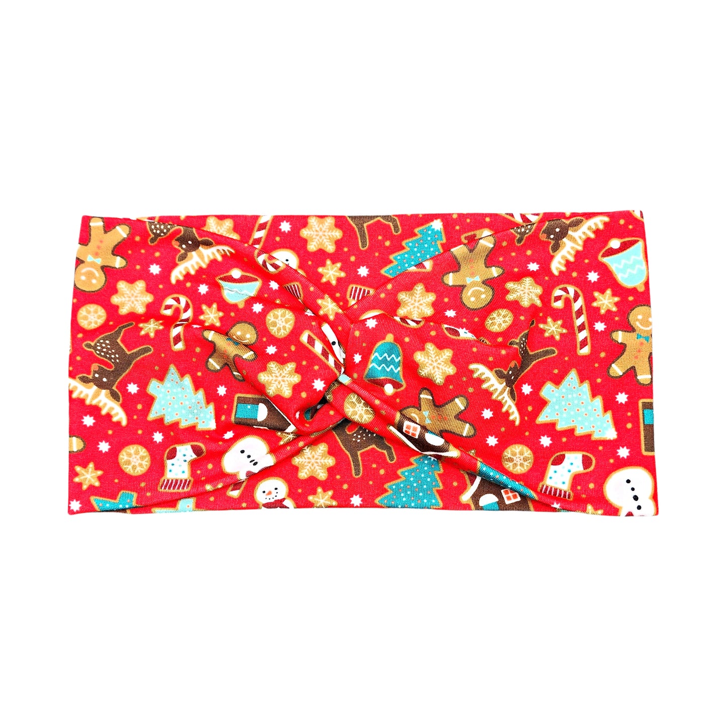 Wide Christmas Gingerbread Cookie Print Headband