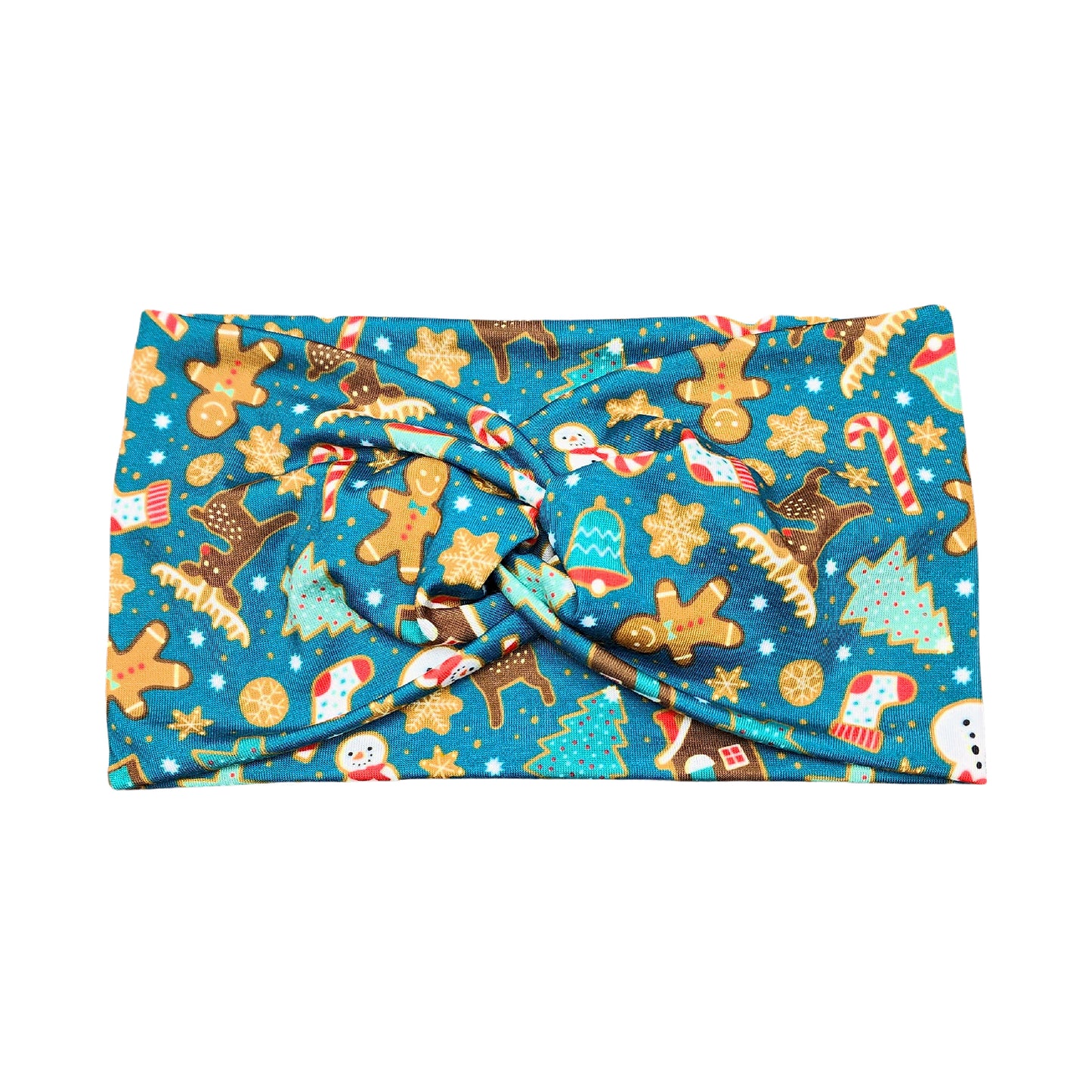 Wide Christmas Gingerbread Cookie Print Headband