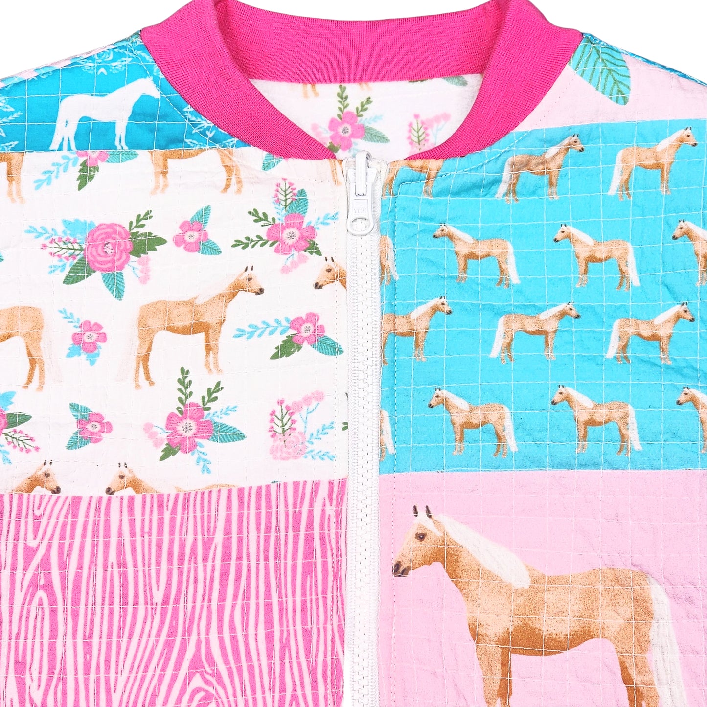 Quilted Reversible Horse Print Bomber Jacket