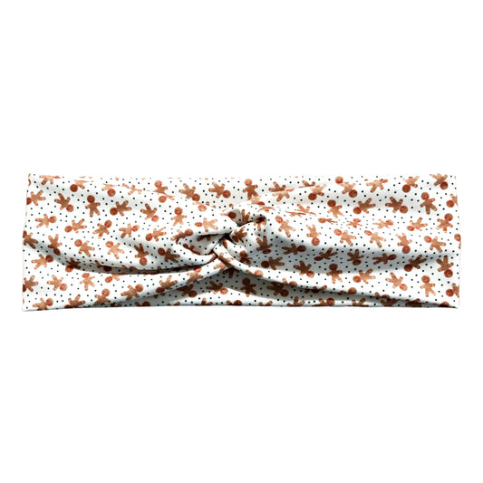 White Gingerbread Man Christmas Cookie Headband for Women
