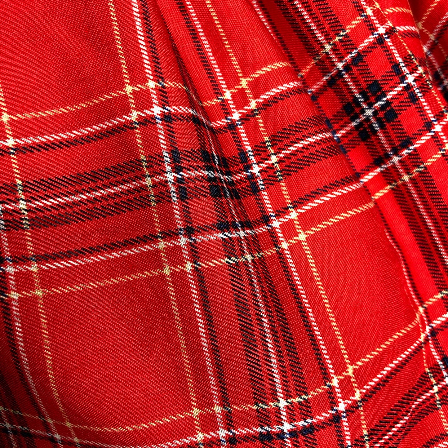 Red and Gold Plaid Silky Infinity Scarf