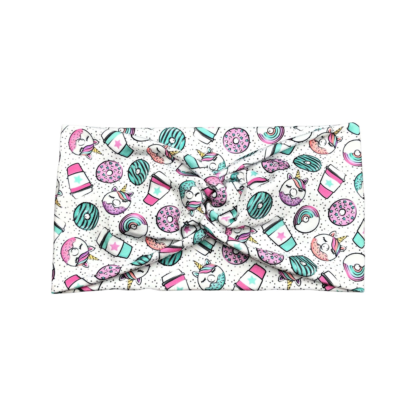 Unicorn Donuts and Coffee Wide Headband for Women