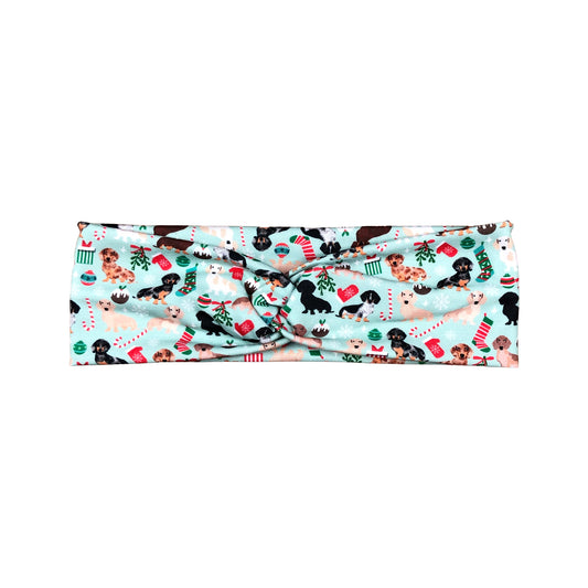 Christmas Dachshund Dog Print Headband, Small Print
