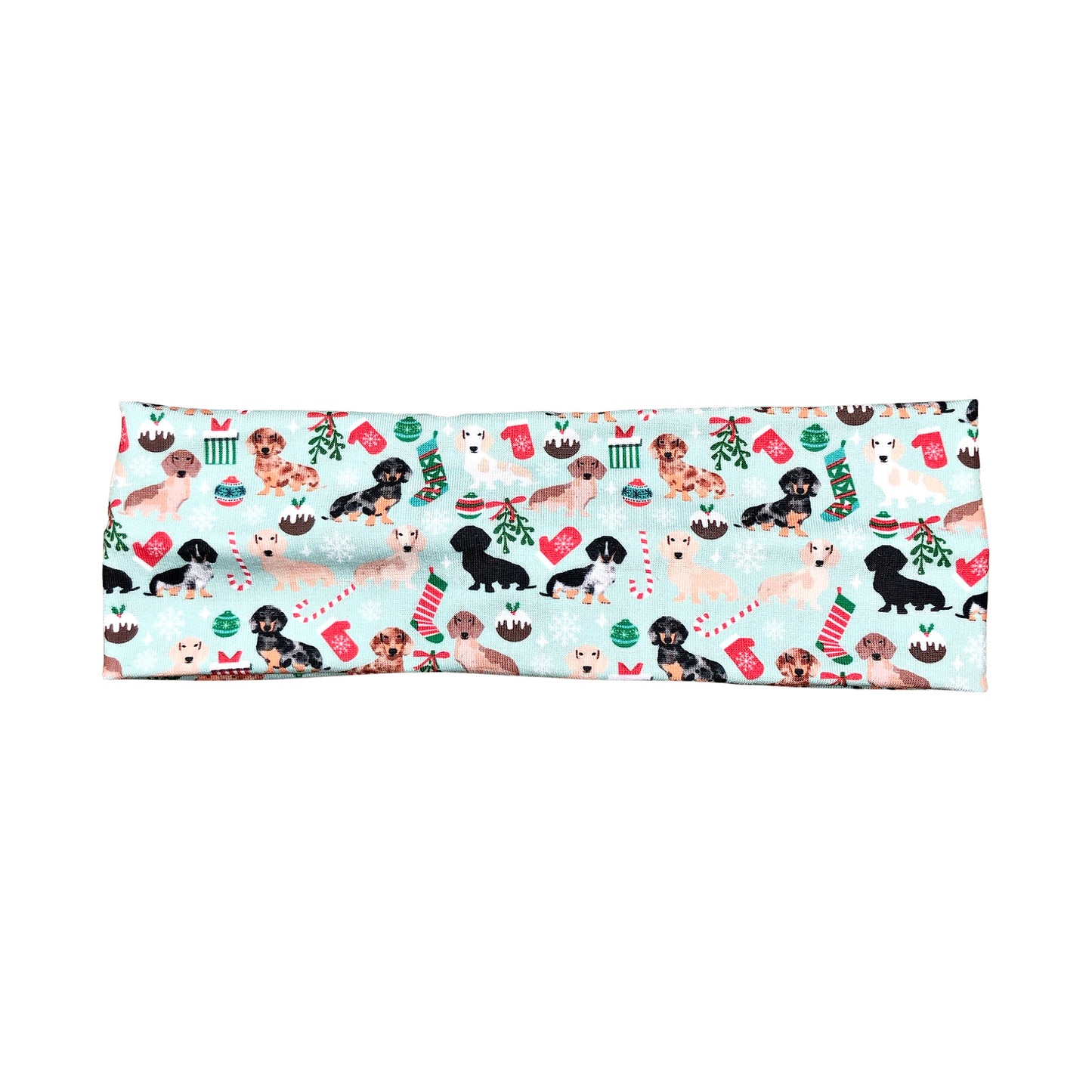 Christmas Dachshund Dog Print Headband, Small Print