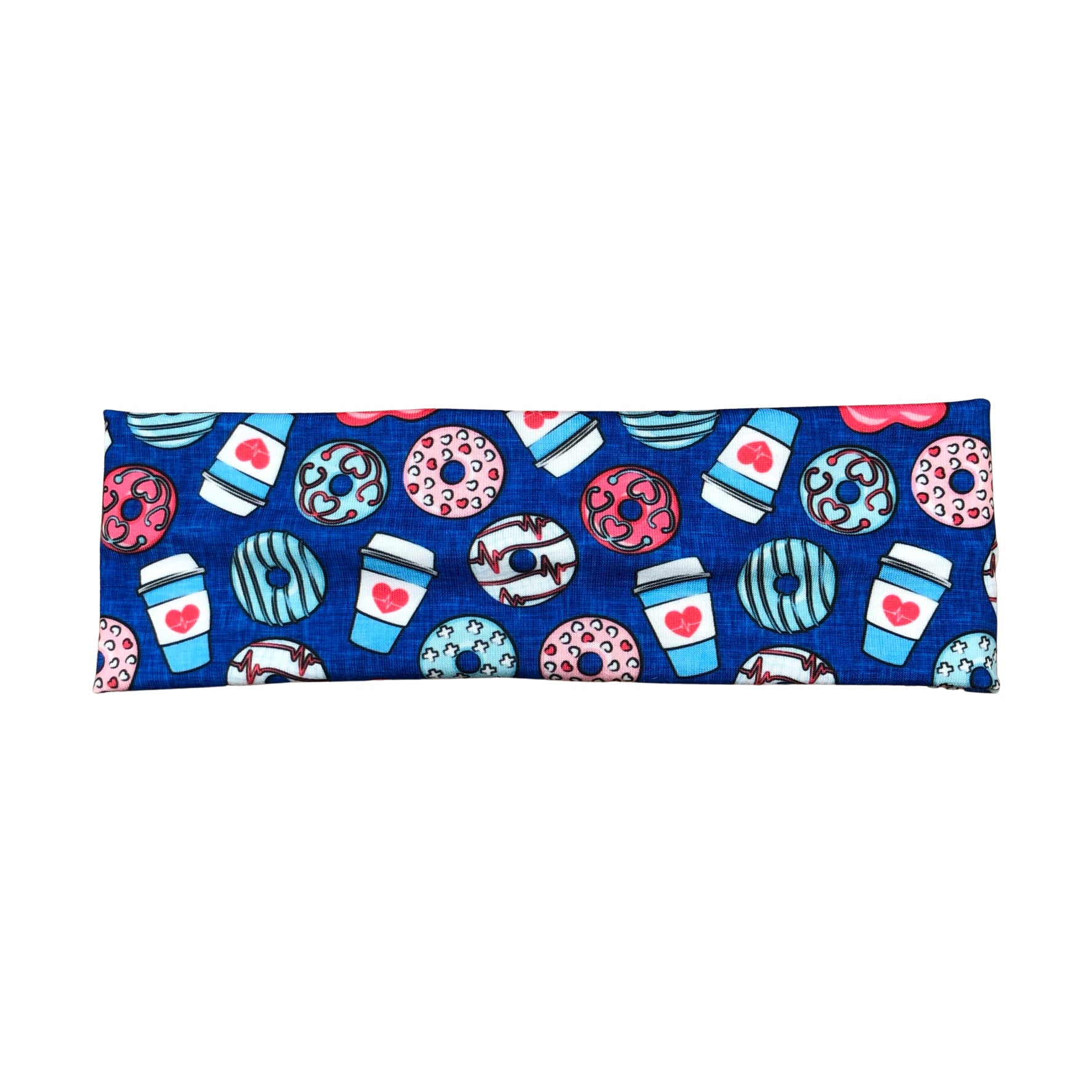 Blue Nurse Print Donuts and Coffee Headband for Women