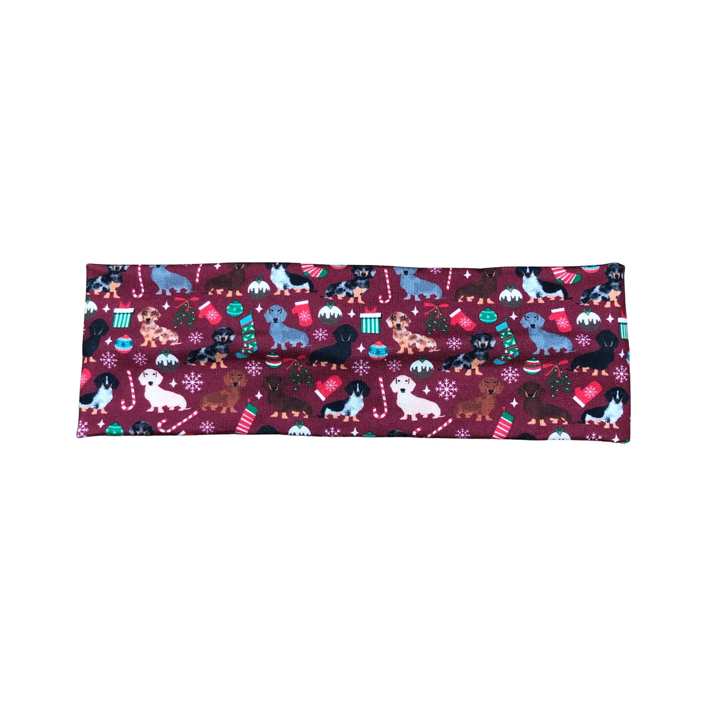Christmas Dachshund Dog Print Headband, Small Print