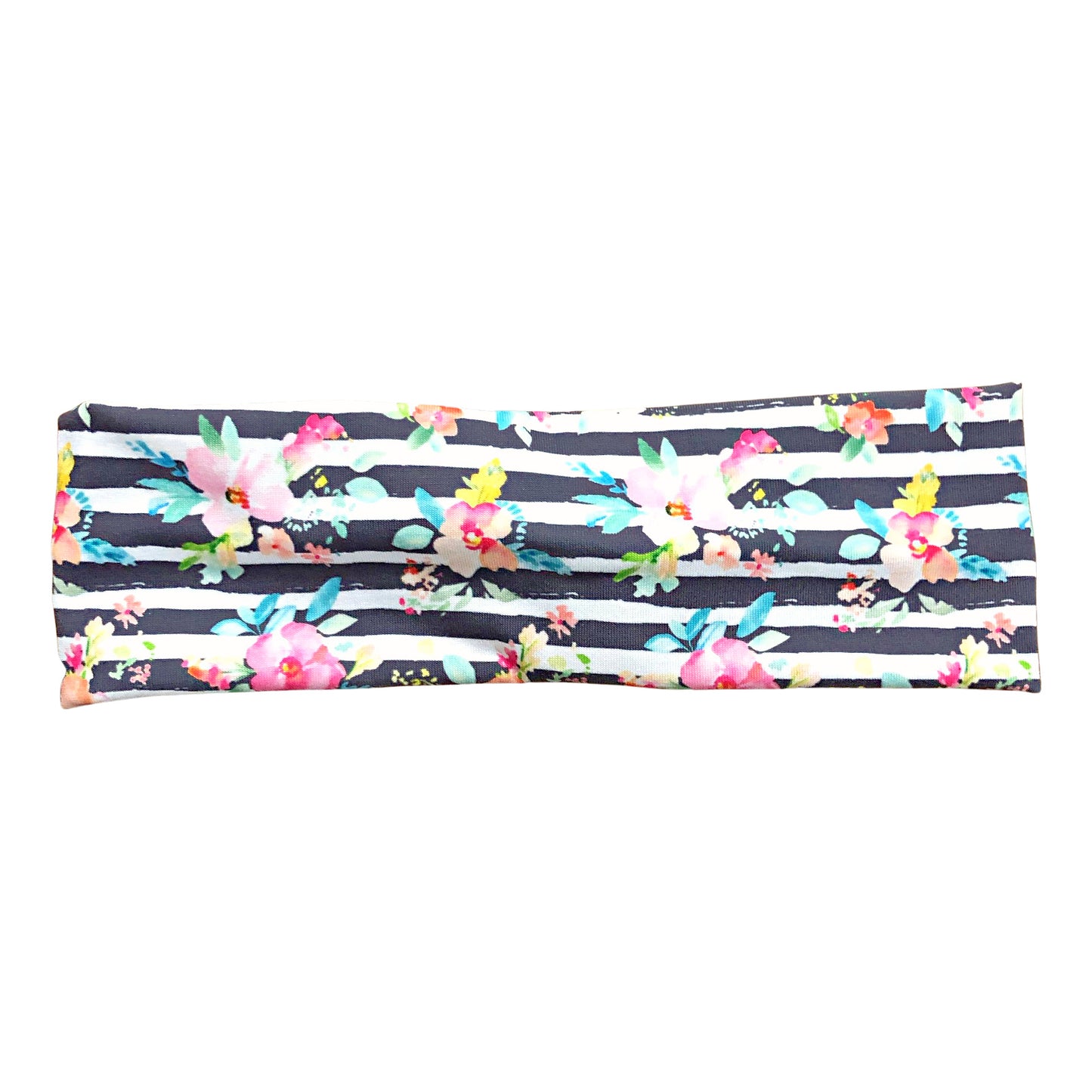 Gray Striped Floral Headband for Women
