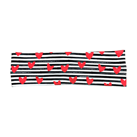 Red Striped Heart Headband