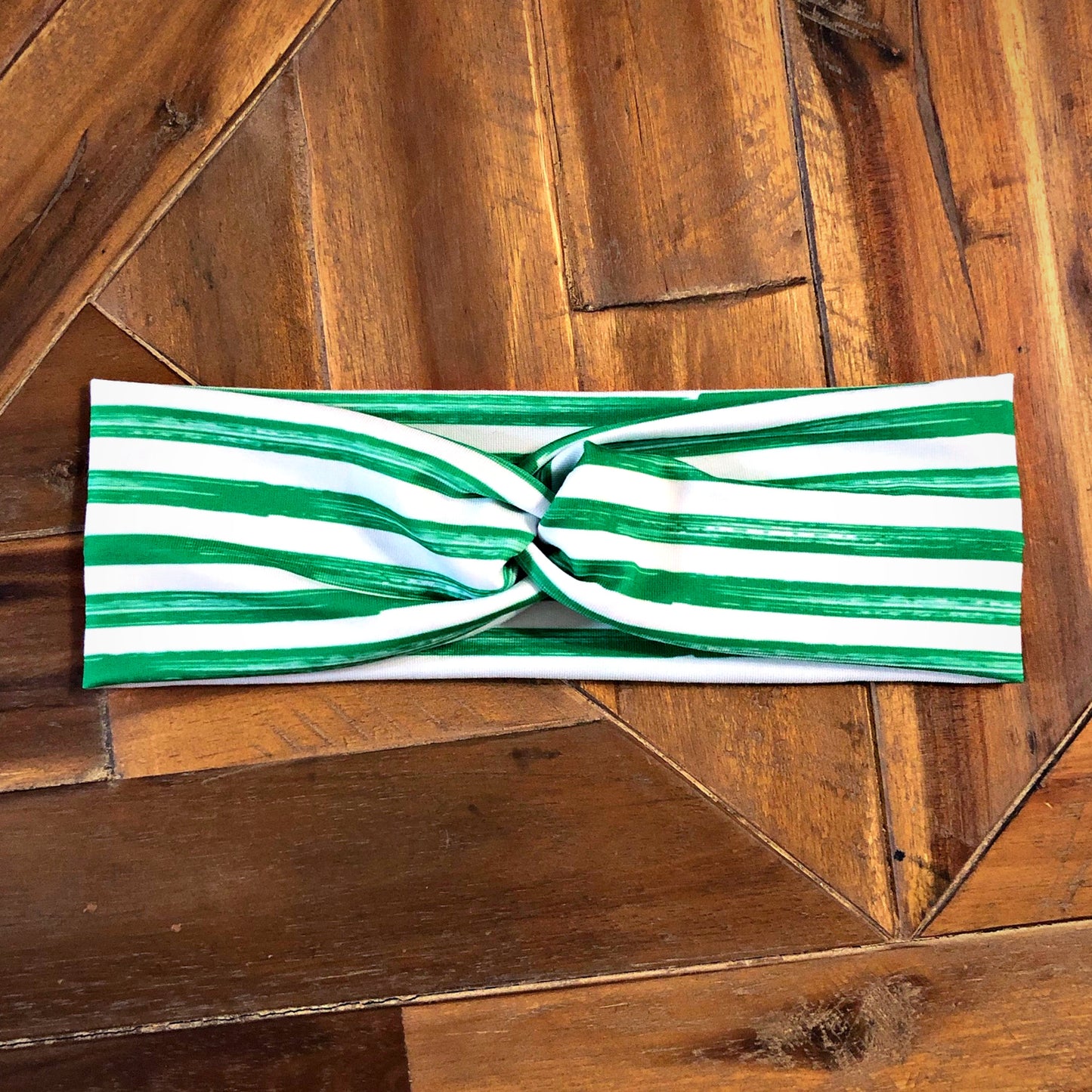 Green and White Stripe Headband