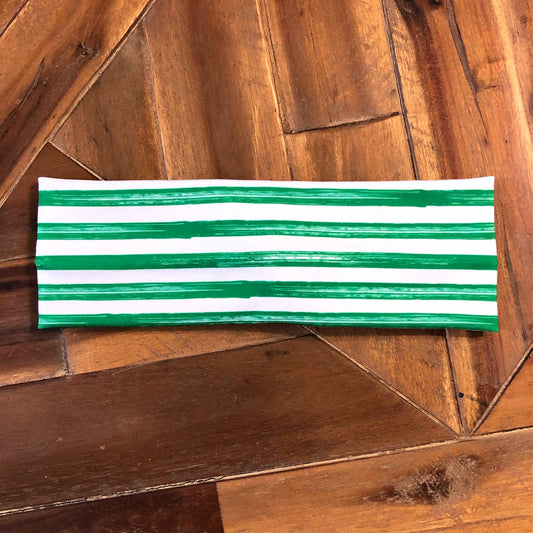 Green and White Stripe Headband