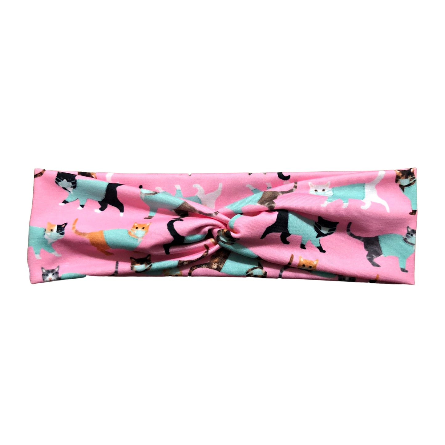 Cats in Scrubs Print Headband for Women, Navy, Pink, Purple, Mint