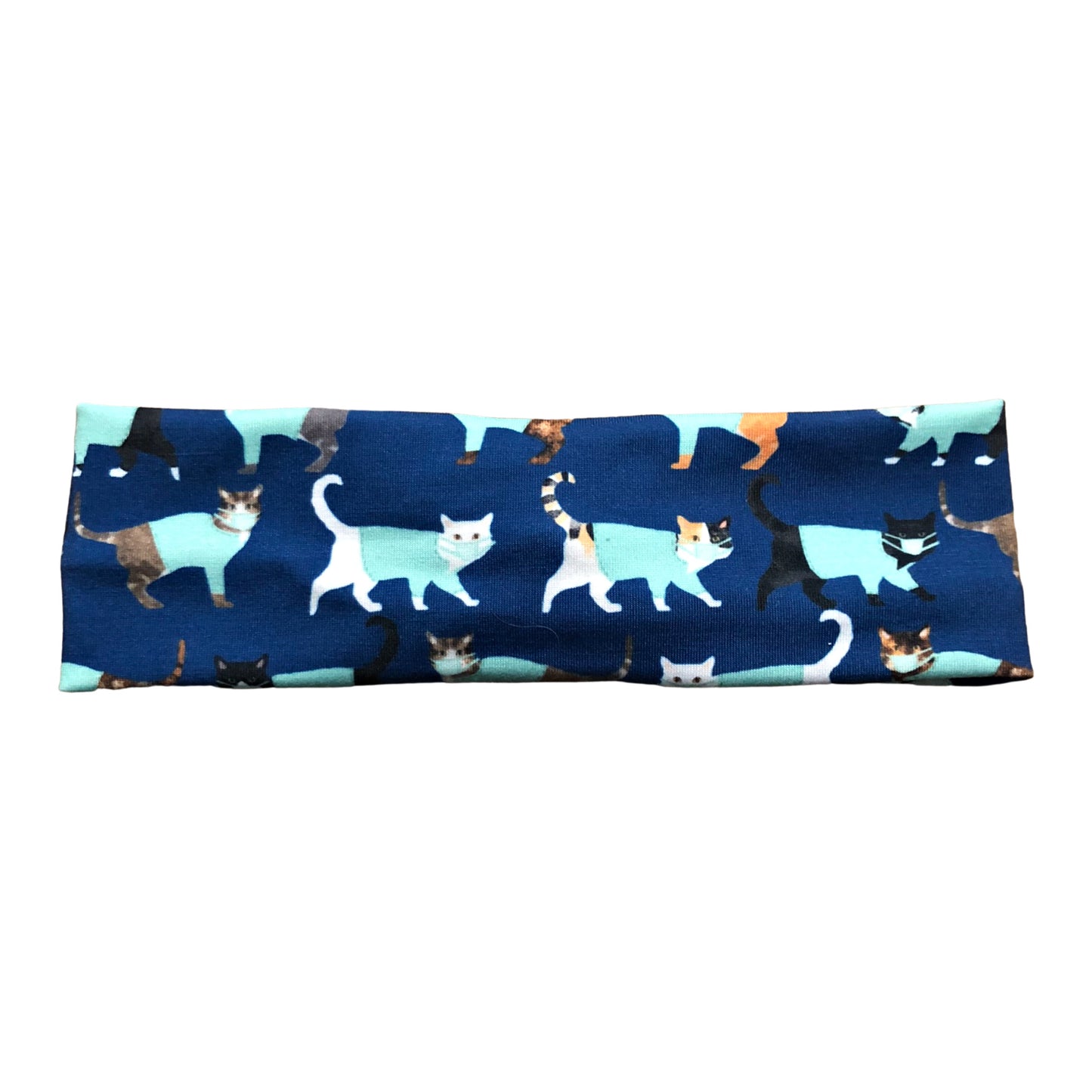 Cats in Scrubs Print Headband for Women, Navy, Pink, Purple, Mint