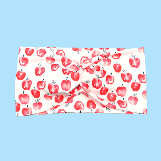 Wide Watercolor Apple Headband for Women