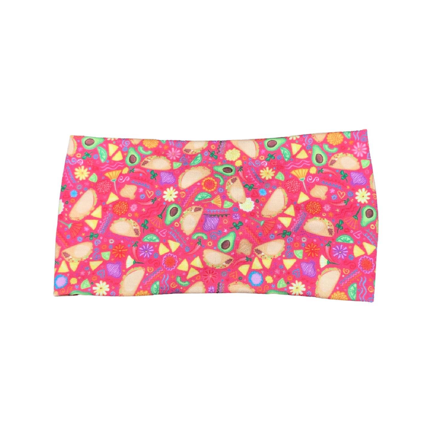 Wide Hot Pink Taco Print Headband for Women