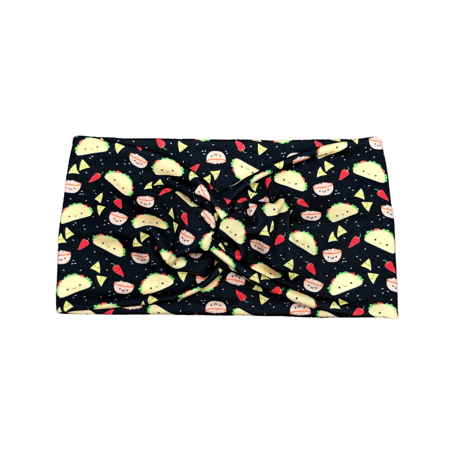 Wide Black Taco Print Headband for Women