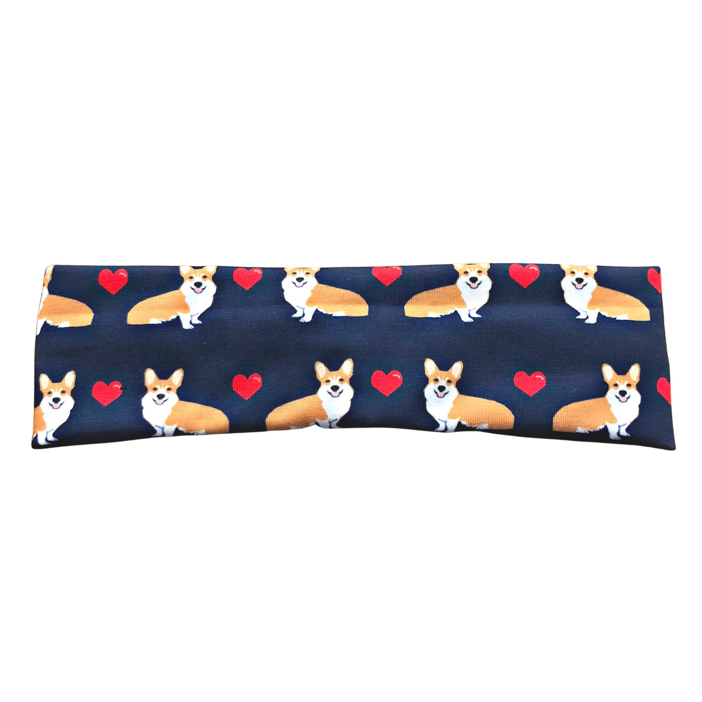 Navy Blue Corgi Heart Print Headband for Women